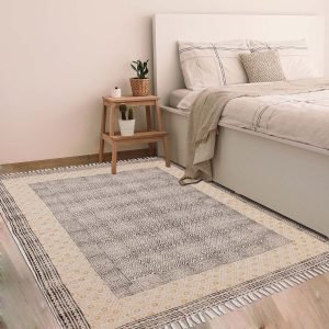 Hand Block Printed Versatile Rug Cotton Black