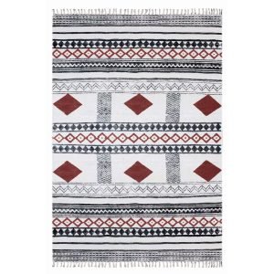 Hand Block Printed Natural Cotton Garden Rug