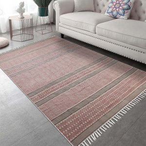 Hand Block Printed Red Cotton Bedroom Rug