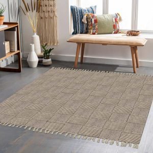 Hand Block Print Large Rug Geometric Dhurrie