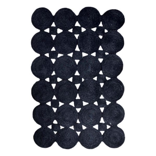 Black Scalloped Hand Braided Jute Area Rug