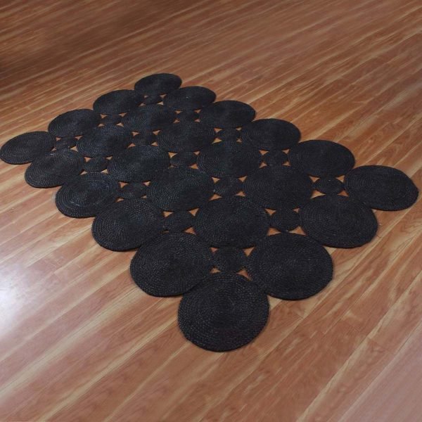 Black Scalloped Hand Braided Jute Area Rug - Image 3