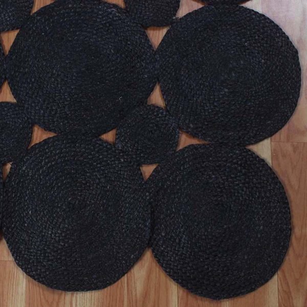 Black Scalloped Hand Braided Jute Area Rug - Image 4