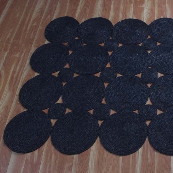Black Scalloped Hand Braided Jute Area Rug - Image 5
