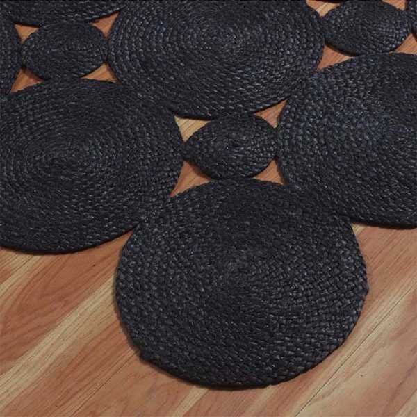 Black Scalloped Hand Braided Jute Area Rug - Image 6