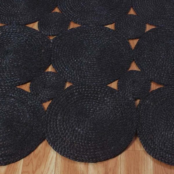 Black Scalloped Hand Braided Jute Area Rug - Image 8