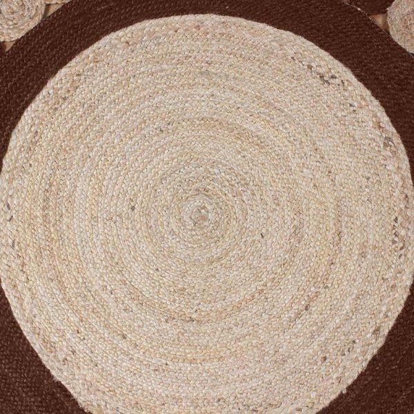 Handmade Beige Brown Scalloped Round Area Rug - Image 5