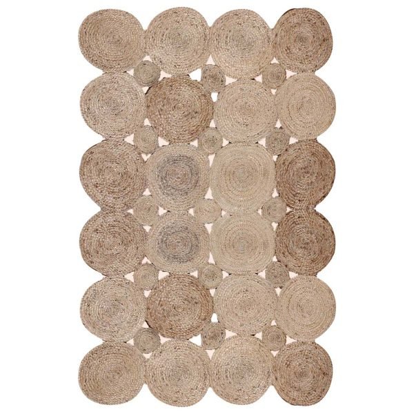 Hand Braided Beige Scalloped Natural Jute Dinning Area Rug
