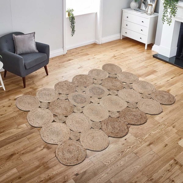 Hand Braided Beige Scalloped Natural Jute Dinning Area Rug - Image 2