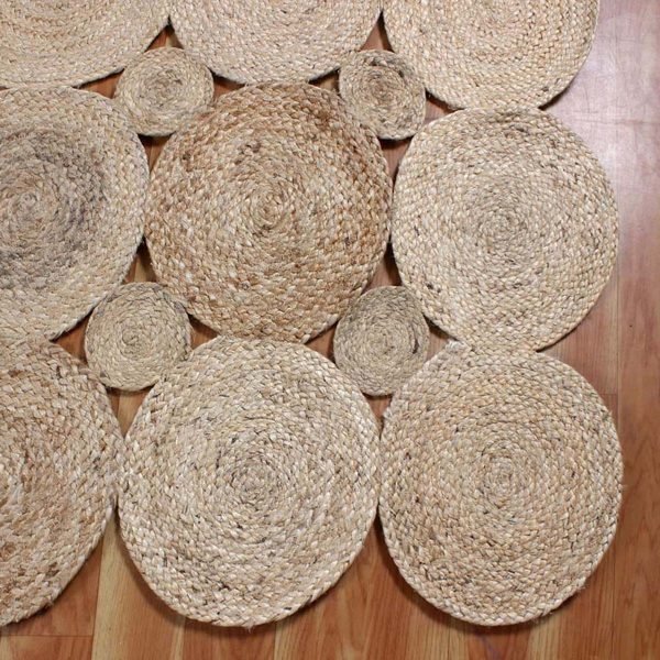 Hand Braided Beige Scalloped Natural Jute Dinning Area Rug - Image 5