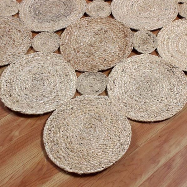 Hand Braided Beige Scalloped Natural Jute Dinning Area Rug - Image 6