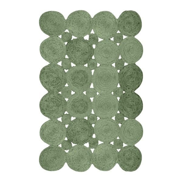 Green Hand Braided Carpet Beautiful Jute Large Rug