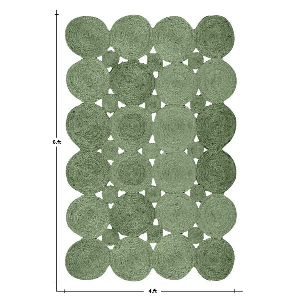 Green Hand Braided Carpet Beautiful Jute Large Rug - Image 3