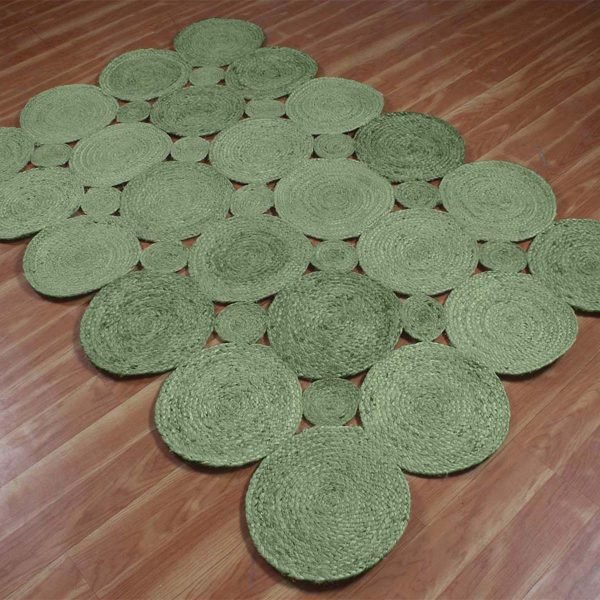Green Hand Braided Carpet Beautiful Jute Large Rug - Image 4