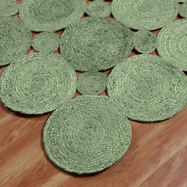 Green Hand Braided Carpet Beautiful Jute Large Rug - Image 6