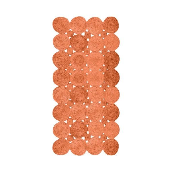 Orange Jute Dhurrie Hand Braided Kitchen Area Rug