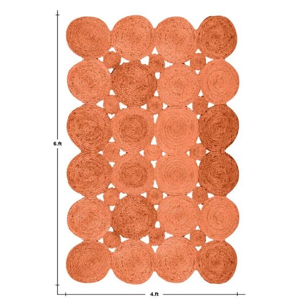 Orange Jute Dhurrie Hand Braided Kitchen Area Rug - Image 3