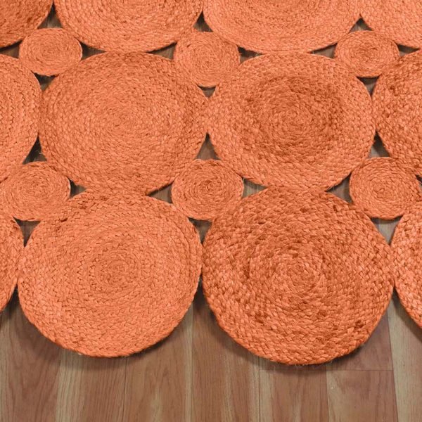 Orange Jute Dhurrie Hand Braided Kitchen Area Rug - Image 5
