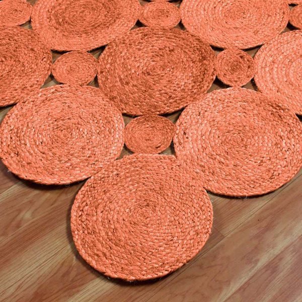 Orange Jute Dhurrie Hand Braided Kitchen Area Rug - Image 6