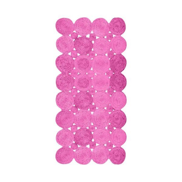 Handmade Pink Scalloped Jute Farm Area Rug