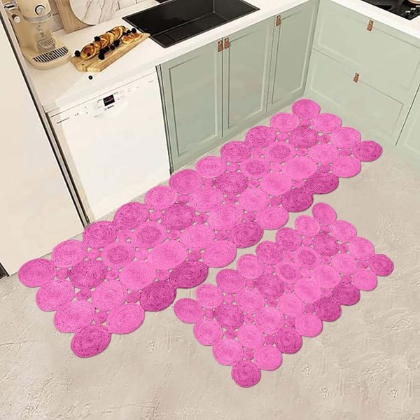 Handmade Pink Scalloped Jute Farm Area Rug - Image 2