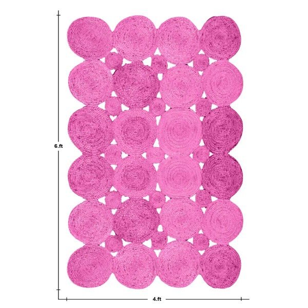Handmade Pink Scalloped Jute Farm Area Rug - Image 5