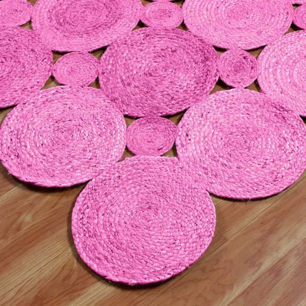 Handmade Pink Scalloped Jute Farm Area Rug - Image 4