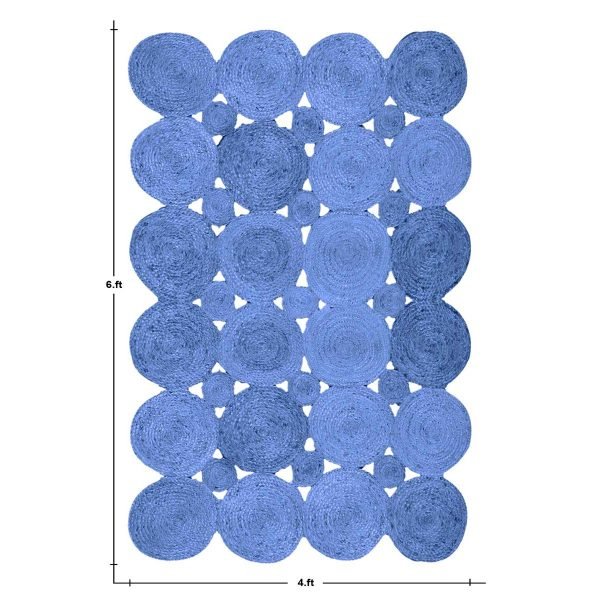 Hand Braided Natural Blue Scalloped Jute Rug - Image 5