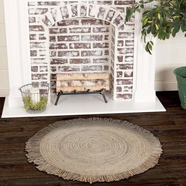 Handmade Natural Jute Beige Round Geometric Area Rug - Image 2