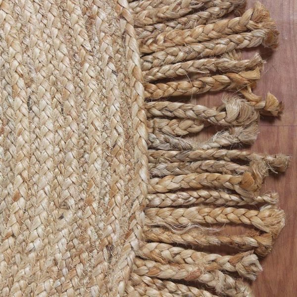 Handmade Natural Jute Beige Round Geometric Area Rug - Image 6