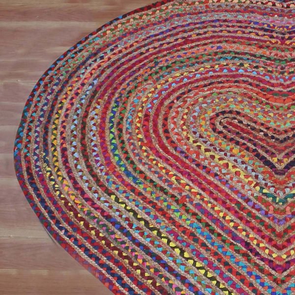 Multicolor Heart Shaped Cotton Jute Rug Perfect Gift For Her - Image 4