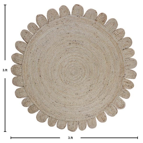 Natural Beige Hand Braided Scollped Round Area Jute Rug - Image 6