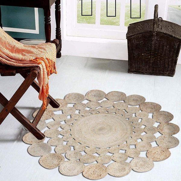 Handmade Beige Braided Round Hall Area Rug - Image 2