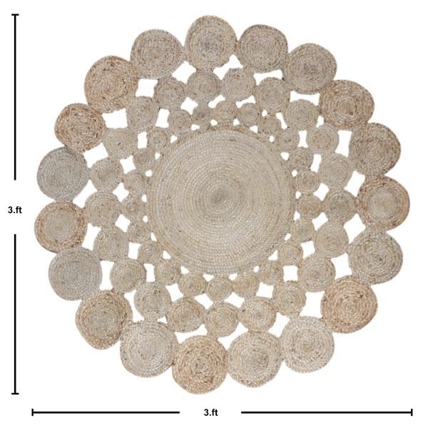 Handmade Beige Braided Round Hall Area Rug - Image 3