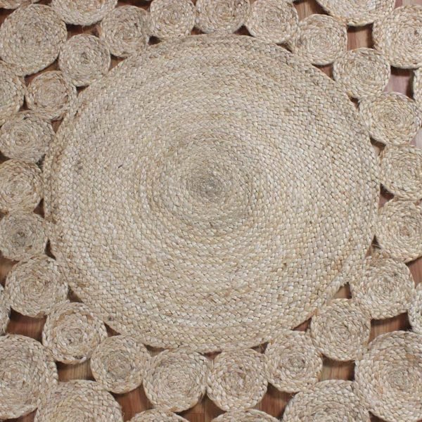 Handmade Beige Braided Round Hall Area Rug - Image 4