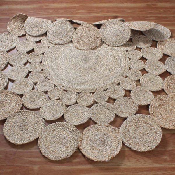 Handmade Beige Braided Round Hall Area Rug - Image 5