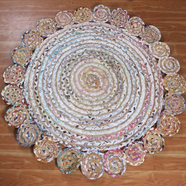 Cotton Jute Hand Braided Scalloped Area Rug - Image 3
