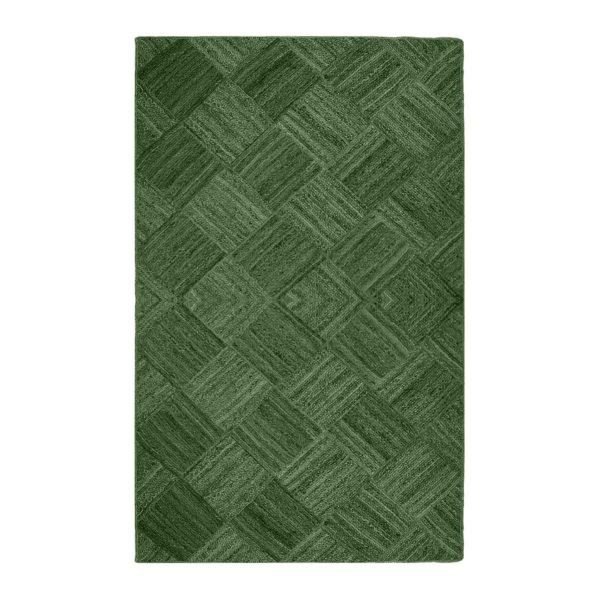 Handmade Jute Green Geometric Outdoor Rug