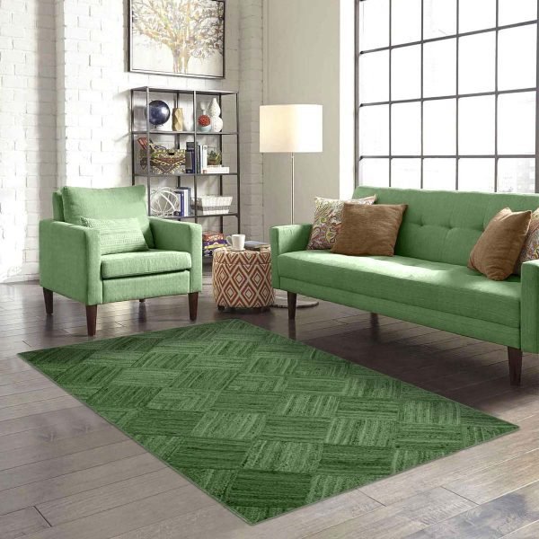 Handmade Jute Green Geometric Outdoor Rug - Image 2