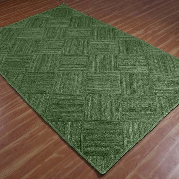 Handmade Jute Green Geometric Outdoor Rug - Image 3