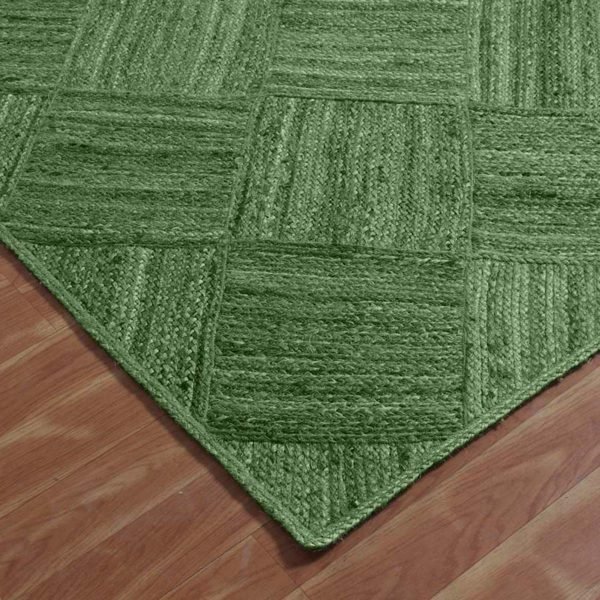 Handmade Jute Green Geometric Outdoor Rug - Image 4