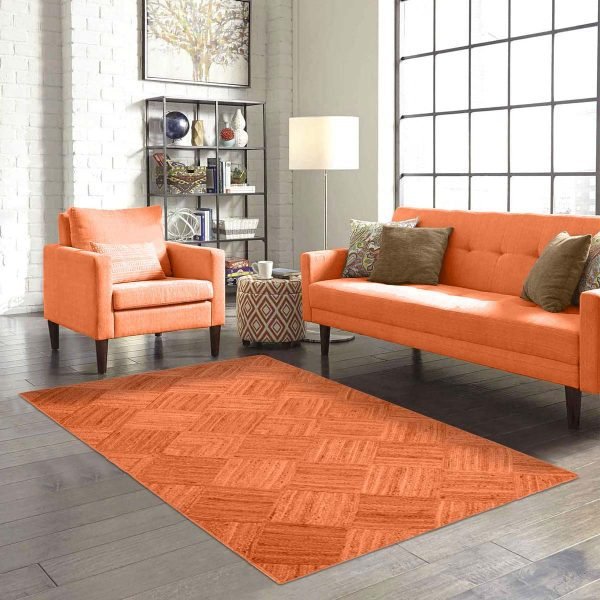 Orange Hand Braided Geometric Jute Rug - Image 2
