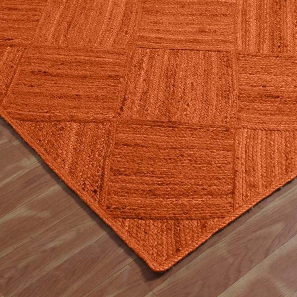 Orange Hand Braided Geometric Jute Rug - Image 4