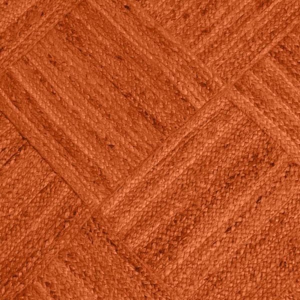 Orange Hand Braided Geometric Jute Rug - Image 5