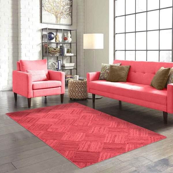 Hand Braided Red Traditional Jute Rug - Image 2