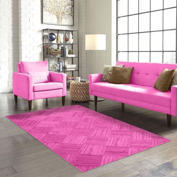 Handmade Geometric Pink Jute Dining Area Rug - Image 2