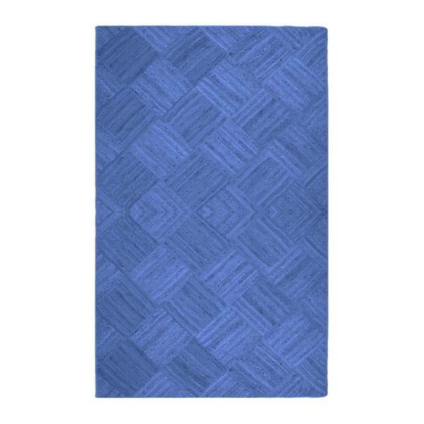 Geometric Blue Jute Handmade Large Area Rug