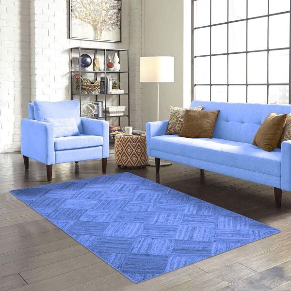 Geometric Blue Jute Handmade Large Area Rug - Image 2
