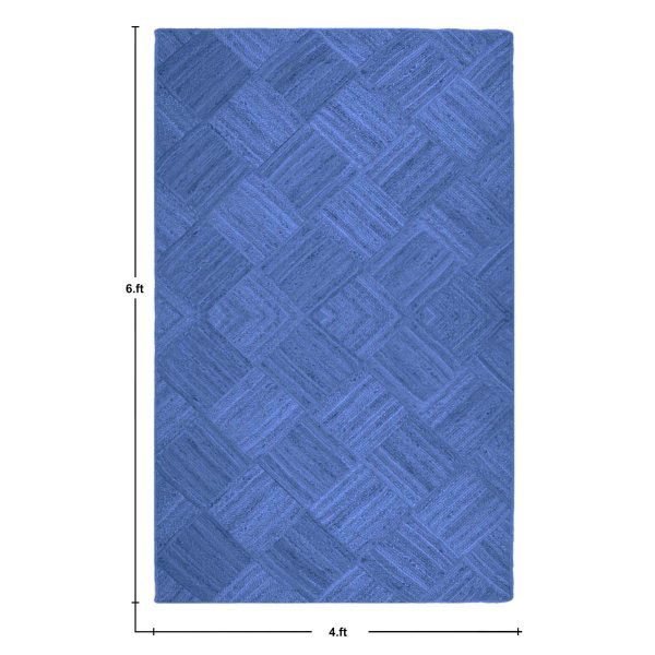 Geometric Blue Jute Handmade Large Area Rug - Image 6