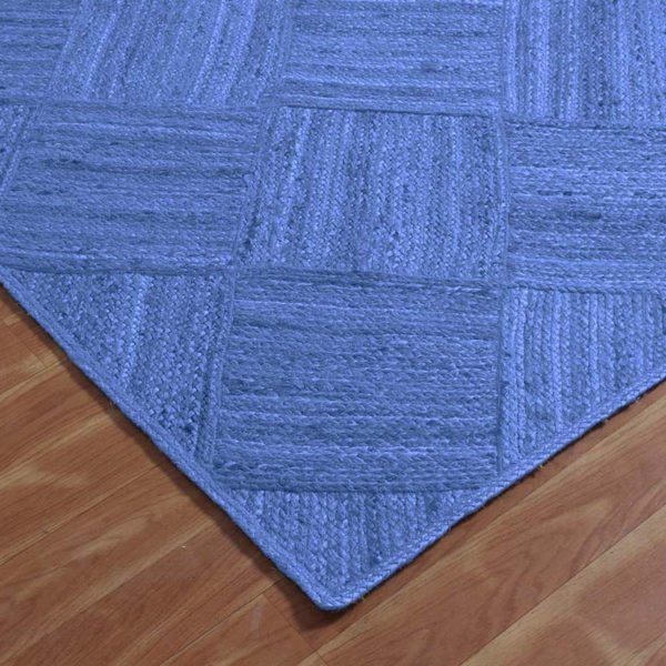 Geometric Blue Jute Handmade Large Area Rug - Image 4